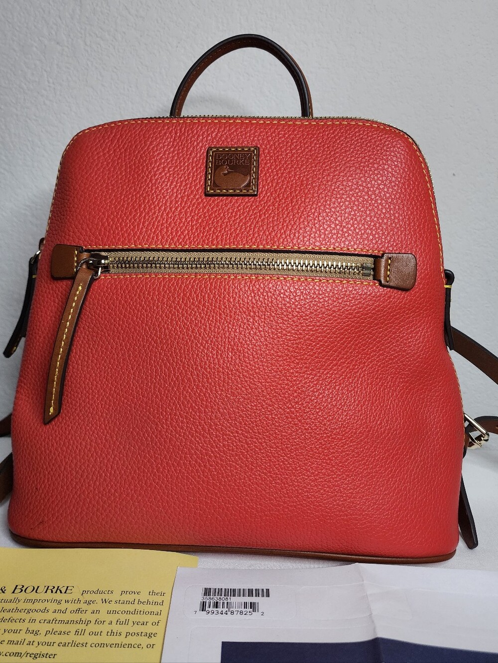 New Dooney & Bourke Small Pebble Leather Backpack in Coral Color - Picture 4 of 15